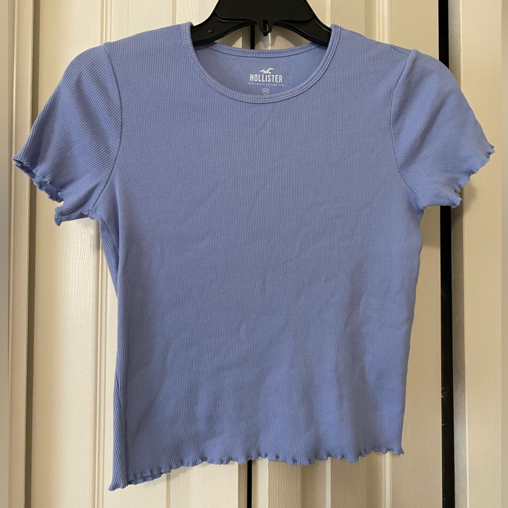 Hollister Ribbed Sky Blue Crop Top